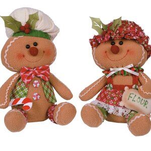 Set of 2- Plush Gingerbread Sitter